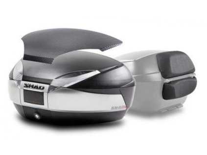 Vrchní kufr na motorku SHAD SH48 D0B48406R Nový titan s opěrkou, karbonový kryt a zámek PREMIUM SMART