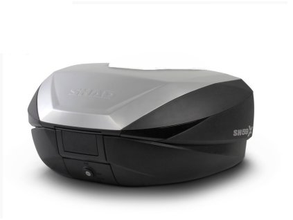 Vrchní kufr na motorku SHAD SH59X D0B59200 černý s hliníkovým krytem (rozšiřitelný koncept) se zámkem PREMIUM SMART a opěrkou zad