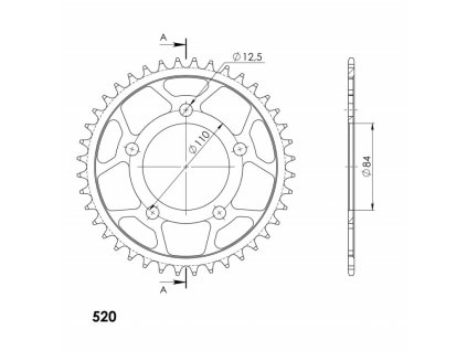 Řetězová rozeta SUPERSPROX RFE-1225:41-BLK černý 41 zubů, 520