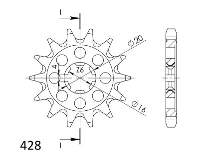 Řetězové kolečko SUPERSPROX CST-555:14 14 zubů, 428