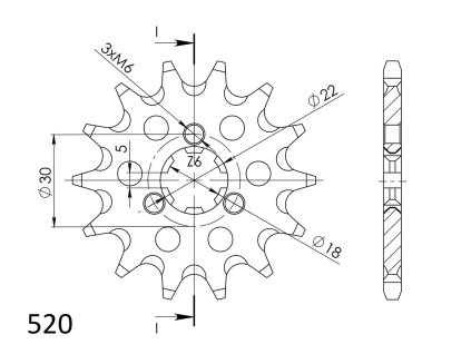 Řetězové kolečko SUPERSPROX CST-1445:13 13 zubů, 520