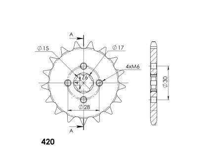 Řetězové kolečko SUPERSPROX CST-253:17 17 zubů, 420