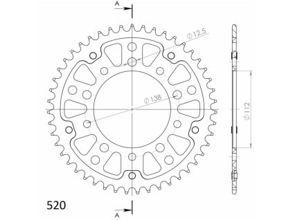 Řetězová rozeta SUPERSPROX STEALTH RST-1303:45-RED červená 45 zubů, 520
