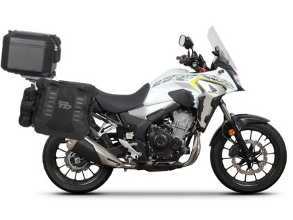 Kompletní sada bočních adventure brašen SHAD TERRA TR40 a  černého hliníkového 48L topcase, včetně montážní sady SHAD HONDA CB 500 X