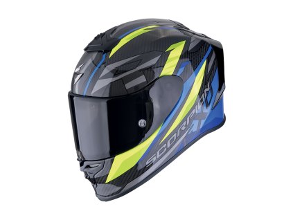 Moto přilba SCORPION EXO-R1 EVO CARBON AIR RUNNER černo/modro/fluo žlutá