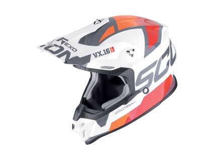 Moto přilba SCORPION VX-16 EVO AIR ANALOG bílo/oranžová