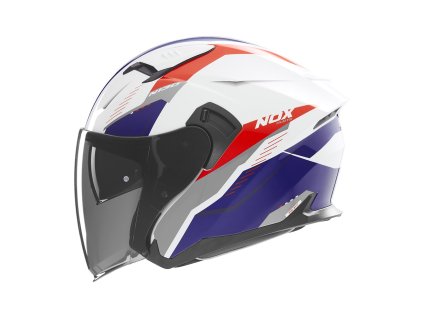 přilba N130 Myst, NOX (bílá,modrá,červená) 2025