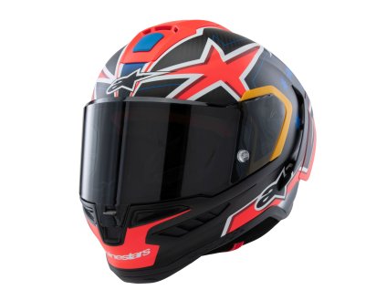 přilba SUPERTECH R10 limitovaná edice JACK MILLER, ALPINESTARS (matný karbon/červená/modrá/žlutá/bílá) 2025
