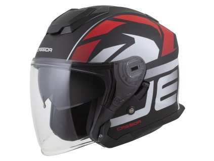 přilba Jet Tech 2.0 RoTo, CASSIDA (černá matná/červená/bílá) 2025