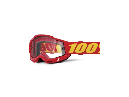 ACCURI 2, 100% Enduro Moto brýle červené, čiré Dual plexi