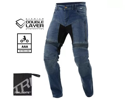 Moto kalhoty Trilobite Parado doublelayer AAA slim fit men jeans blue level 2 (prodloužené)