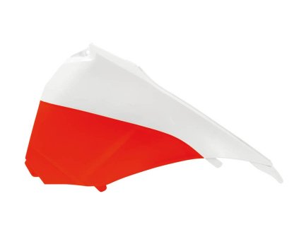 boční kryt vzduchového filtru levý KTM, RTECH (neon oranžovo-bílý)