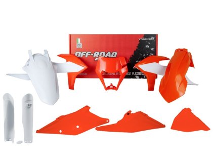 sada plastů KTM, RTECH (oranžovo-bílá, 7 dílů)