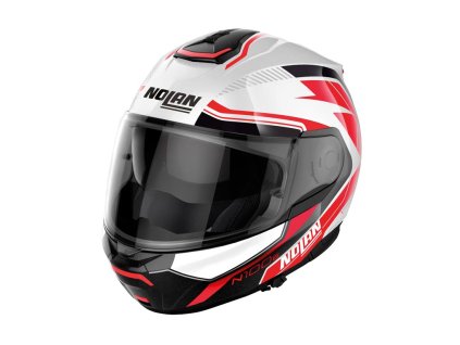 Moto helma Nolan N100-6 Surveyor Metal White/Red N-COM 23