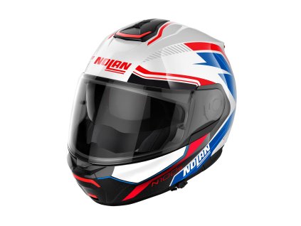 Moto helma Nolan N100-6 Surveyor Metal White/Blue N-COM 24