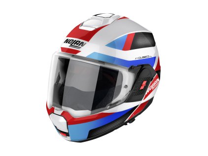 Moto helma Nolan N120-1 Subway N-com Metal Whlite 24