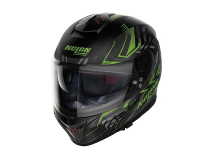 Moto helma Nolan N80-8 Turbolence N-com Flat Black/Green