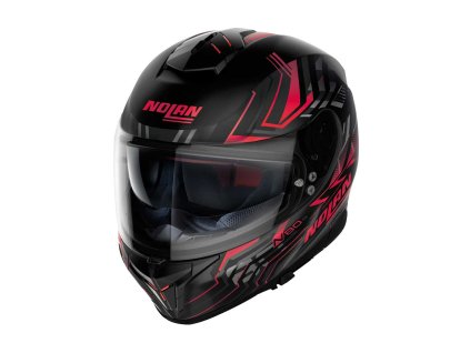 Moto helma Nolan N80-8 Turbolence N-com Flat Black/Red