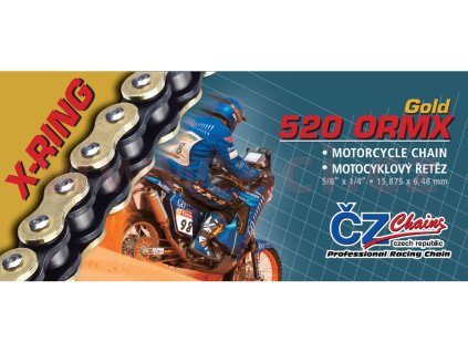 řetěz 520ORMX, ČZ - ČR (barva zlatá, 110 článků vč. rozpojovací spojky CLIP)