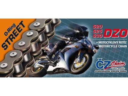 řetěz 525DZO, ČZ - ČR (barva černá, 110 článků vč. nýtovací spojky RIVET)