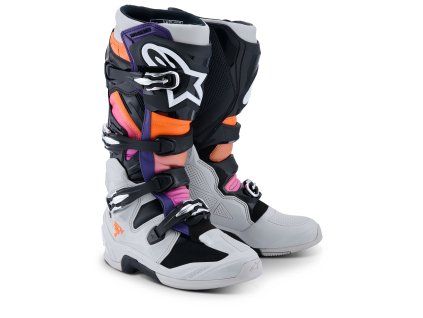 boty TECH 7, ALPINESTARS (černá/světle šedá/oranžová fluo/gradient) 2027