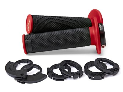 gripy LOCK-ON D100 (offroad) délka 125/130 mm (6 vaček), DOMINO (černo-červené)