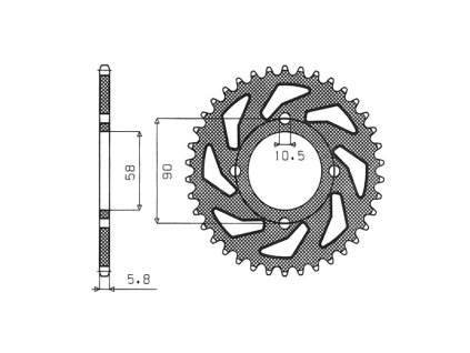 ocelová rozeta pro sekundární řetězy typu 520, BRAKING (39 zubů)