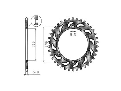 ocelová rozeta pro sekundární řetězy typu 520, BRAKING (48 zubů)