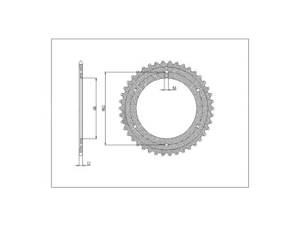 ocelová rozeta pro sekundární řetězy typu 525, BRAKING (42 zubů)