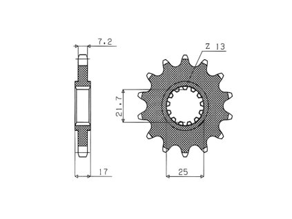 řetězové kolečko pro sekundární řetězy typu 525, BRAKING (15 zubů)