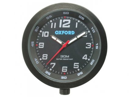 analogové hodiny, OXFORD (černý rámeček, luminiscenční ciferník)