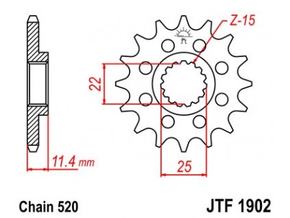 Řetězové kolečko pro sekundární řetězy typu 520, (14 zubů)