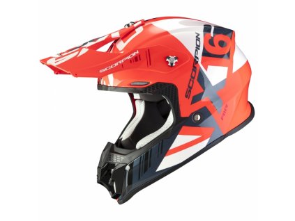 Moto přilba SCORPION VX-16 AIR MACH neonově červeno/bílá