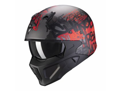 Moto přilba SCORPION COVERT-X WALL matná tmavě stříbrno/červená