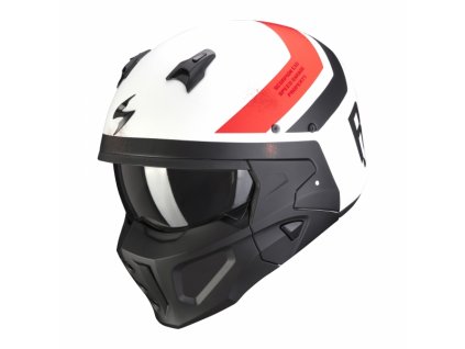 Moto přilba SCORPION COVERT-X T-TRUST matná bílo/červená