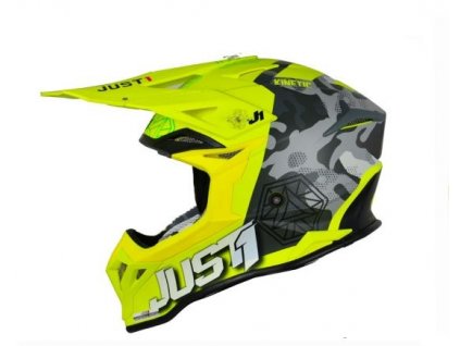 Moto přilba JUST1 J39 KINETIC matná camo červeno/limetkovo/fluo žlutá