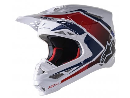 přilba SUPERTECH S-M10 CARBON META2, ALPINESTARS (bílá/červená/modrá lesklá)