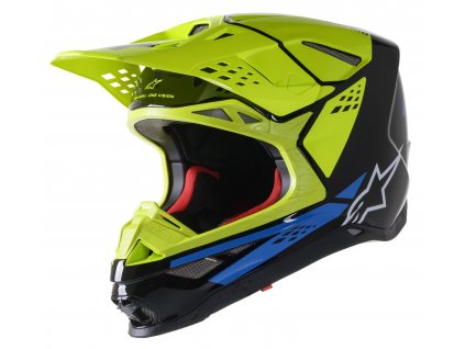 Přilba SUPERTECH S-M8 FACTORY 2022, ALPINESTARS (černá/žlutá fluo/modrá lesklá)