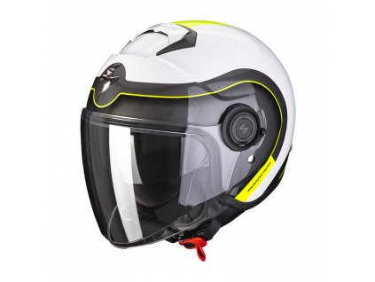 Moto přilba SCORPION EXO-CITY ROLL perleťová bílo/fluo žlutá