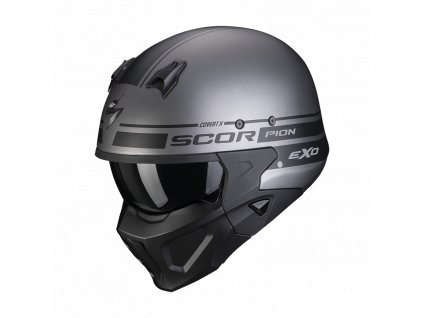 Moto přilba SCORPION COVERT-X TUSSLE matná stříbrno/černá