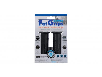 Gripy Fat grips s větší vnějším průměrem, OXFORD - Anglie (černá pryž, tvrdost pryže medium, na řidítka o průměru 22 mm, pár)