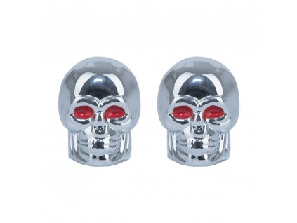 kovové čepičky ventilků Skull, OXFORD (stříbrná, pár)