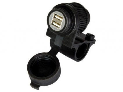 USB zásuvka 5V/2A, 2 vstupy s objímkou pro uchycení k řidítků a trubkám o průměru 22 a 25 mm, OXFORD - Anglie