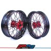 black rim red hub and spokes