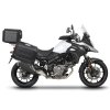 Kompletní sada černých hliníkových kufrů SHAD TERRA BLACK , 48L topcase 47L/47L boční kufry, včetně montážní sady a plotny SHAD SUZUKI DL 650 V-Strom