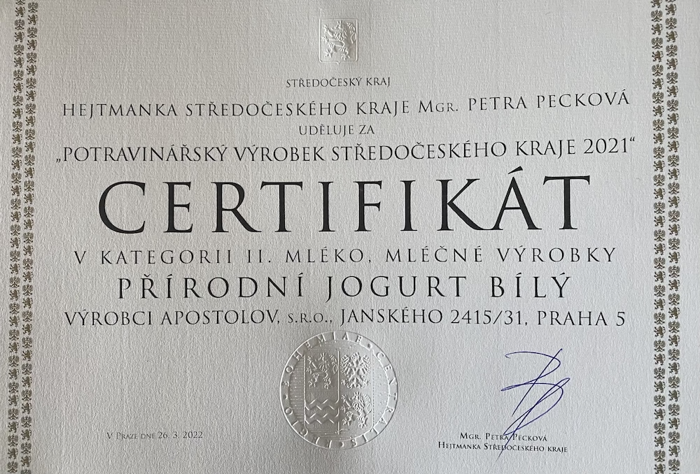 Další ocenění našeho jogurtu
