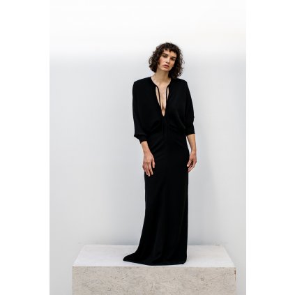 Black calf-length dress