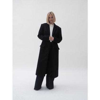 FW22 BLACK WOOL CASHMERE COAT