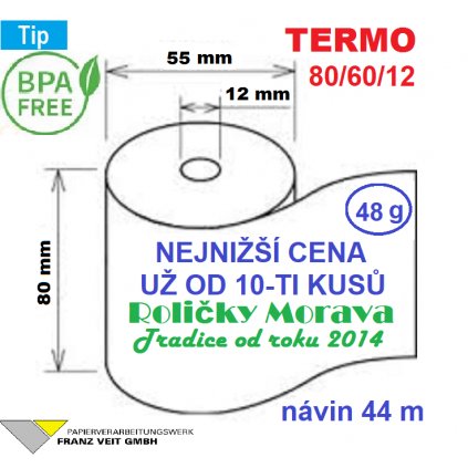 Termo kotouček 80/60/12 BPA 44m (80mm x 44m)