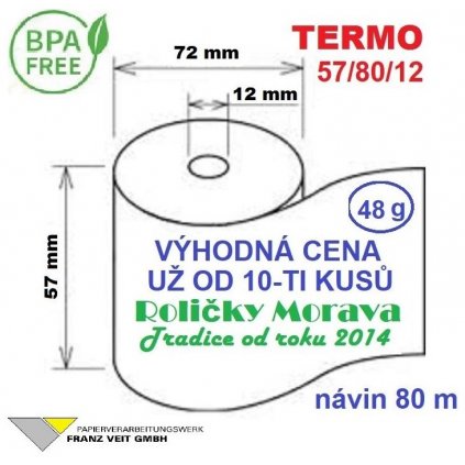 Termo kotouček 57/80/12 BPA 80m (57mm x 80m)